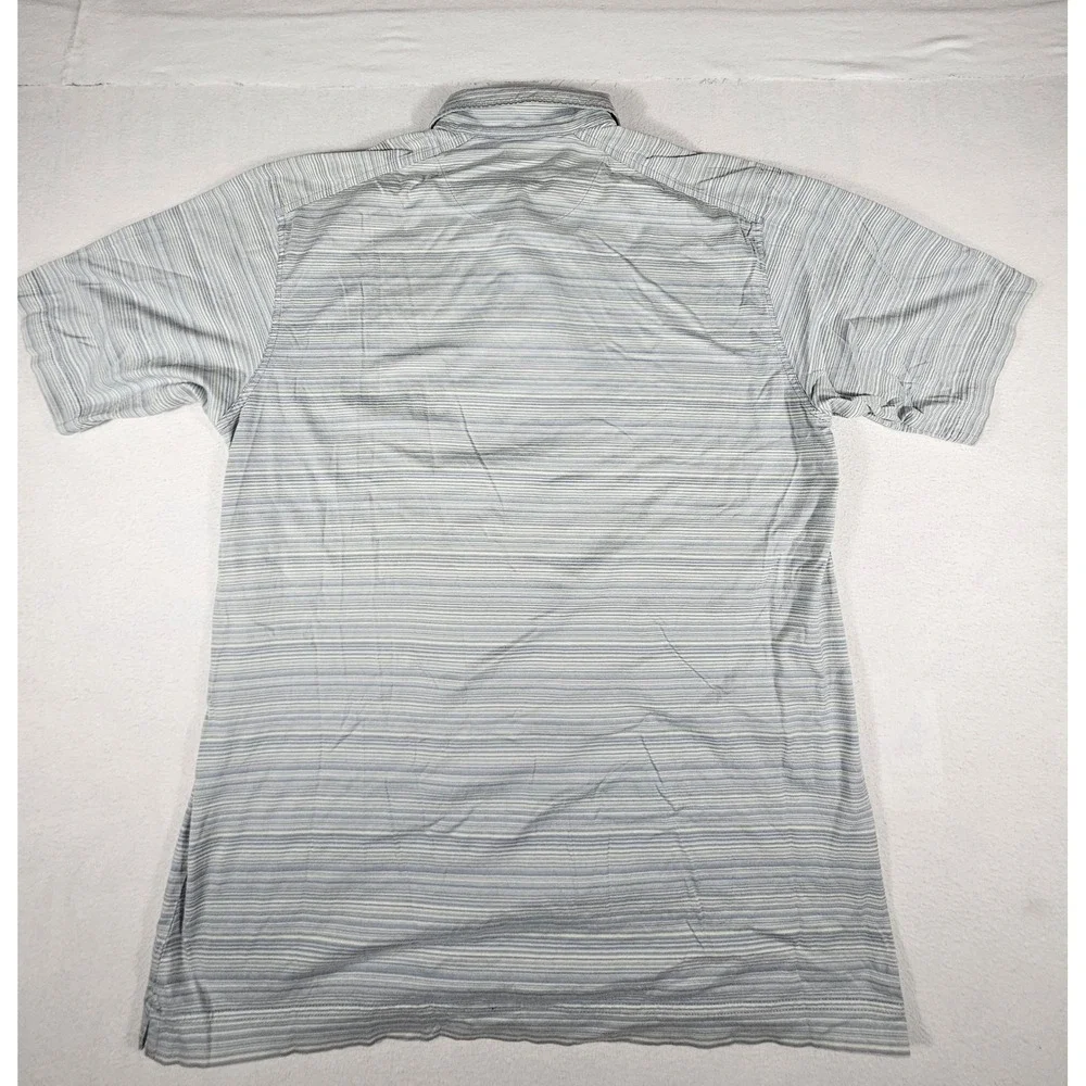 Nike Golf Mens Large Blue White Striped Short Sleeve Cotton Polo Shirt H40207AML